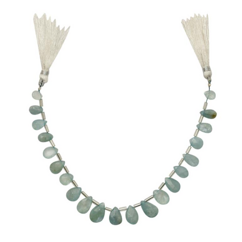 Aquamarine Graduated Faceted Pear Shaped Droplet Beads