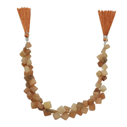Peach Moonstone Graduated Plain Square Flat Beads