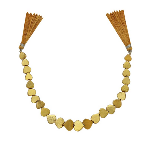 Gold Colour Coated Pyrite Graduated Plain Flat Hearts