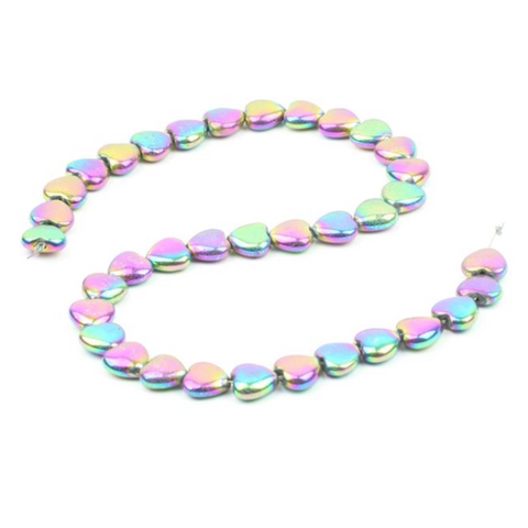 Rainbow Pyrite Puffy Hearts