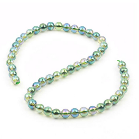 Dark Green Rainbow Quartz Plain Rounds 8mm