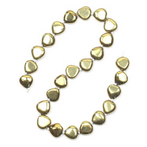 Gold Coated Agate Puffy Hearts