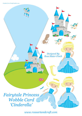 Fairytale Princess - Cinderella Wobble Card Digital Cardmaking Download