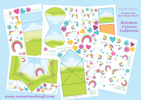 Rainbow Unicorn Digital Cardmaking Download Kit