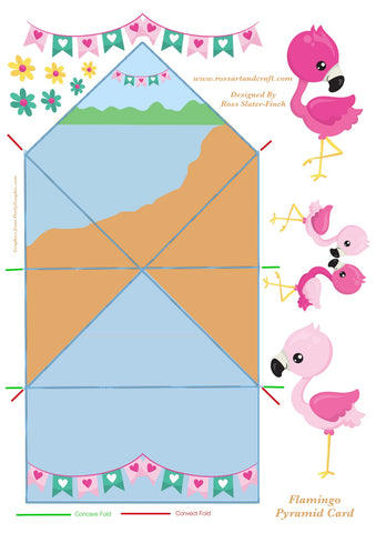 Flamingo Diamond Topped Shaped Card Digital Cardmaking Download