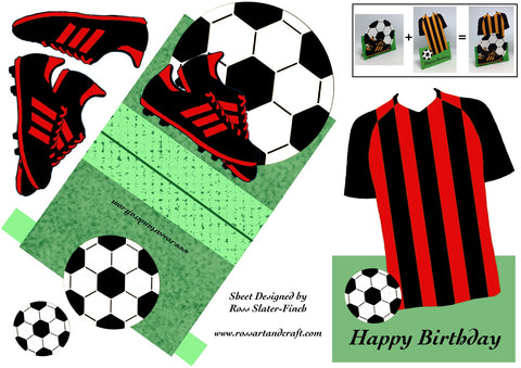 Football Card - Red and Black (Bournemouth) Digital Cardmaking Download