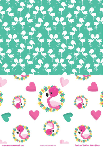 Flamingo Background Sheet Digital Cardmaking Download