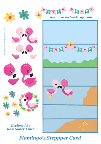 Flamingo Stepper Card Digital Cardmaking Download