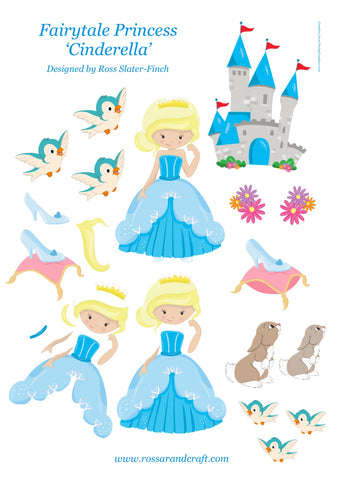 Fairytale Princess - Cinderella Step-By-Step Sheet Digital Cardmaking Download
