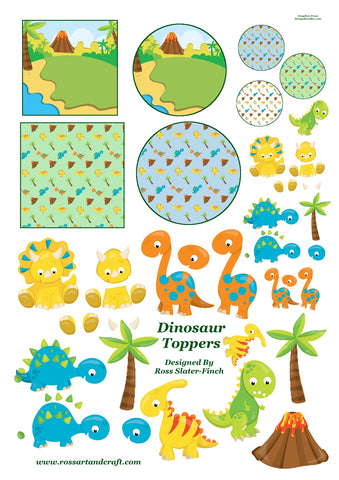 Dinosaurs Topper Sheet Digital Cardmaking Download