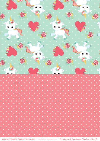 Floral Unicorn Background Sheet Digital Cardmaking Download