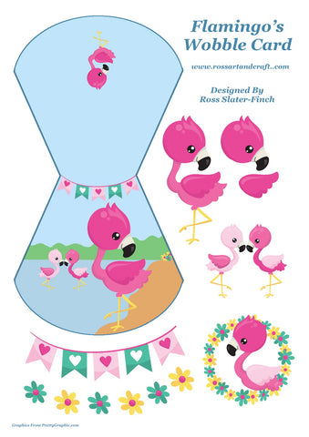 Flamingo Wobble Card Digital Cardmaking Download