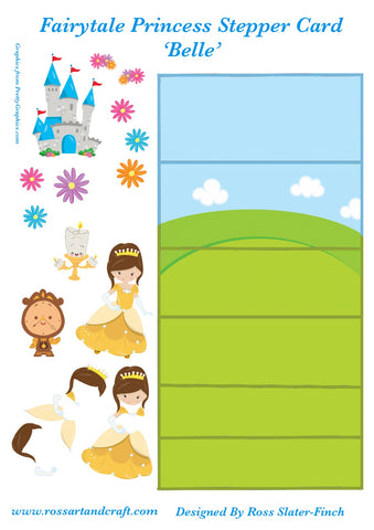 Fairytale Princess - Belle Stepper Card Digital Cardmaking Download