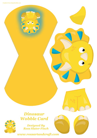 Dinosaurs Triceratops Wobble Card Digital Cardmaking Download