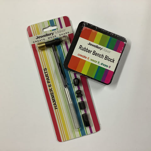 Jewellery 6 Part Hammer and Rubber Bench Block