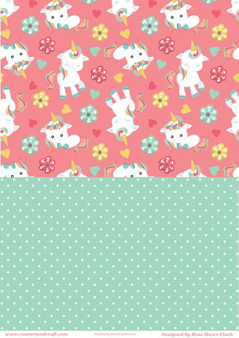 Floral Unicorn Background Sheet Digital Cardmaking Download