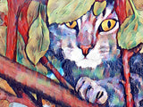 Grey Tabby Cat up in the Tree