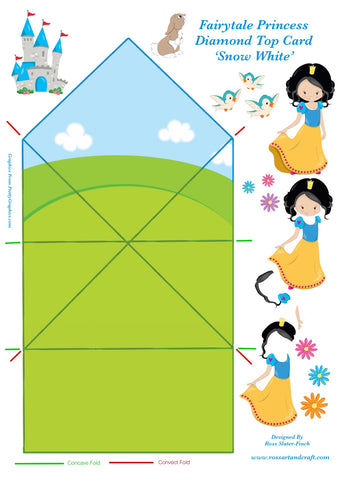 Fairytale Princess - Snow White Diamond Topped Card Digital Cardmaking Download