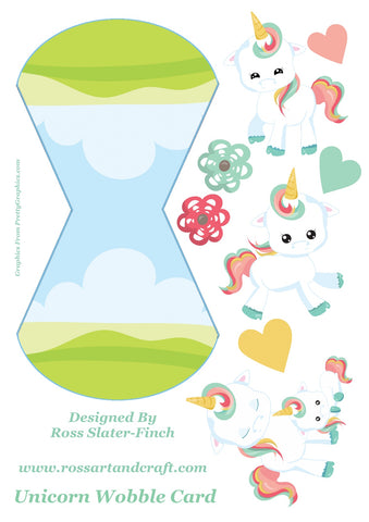 Floral Unicorn Wobble Card Digital Cardmaking Download