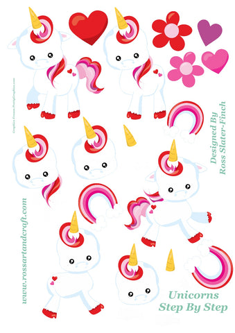Unicorn Love Step-By-Step Sheet Digital Cardmaking Download