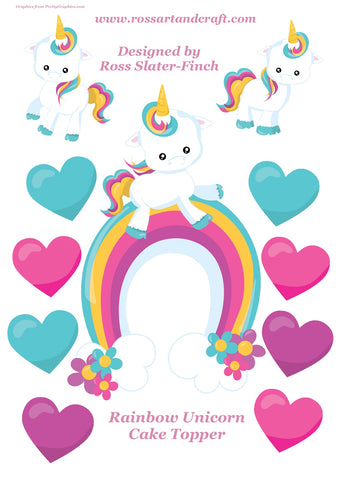 Rainbow Unicorn Cake Topper