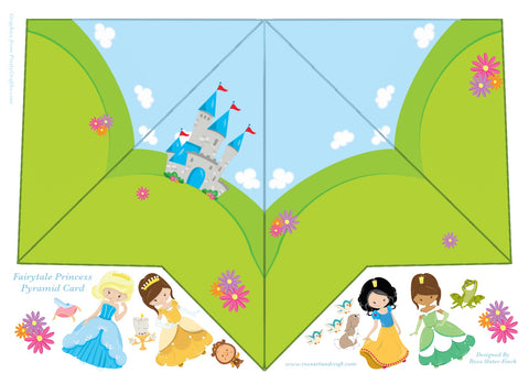 Fairytale Princess Pyramid Shaped Card Digital Cardmaking Download