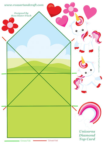 Unicorn Love Diamond Topped Card Digital Cardmaking Download
