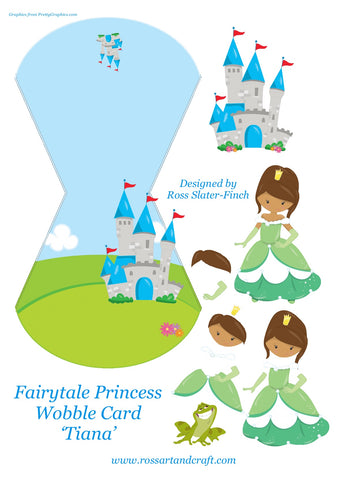 Fairytale Princess - Tiana Wobble Card Digital Cardmaking Download