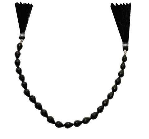 Black Spinel Graduated Faceted Straight Drilled Drops