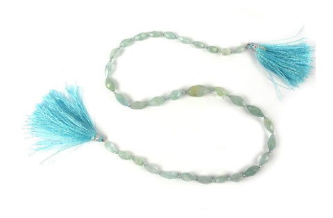 Aquamarine Graduated Faceted Rice Beads
