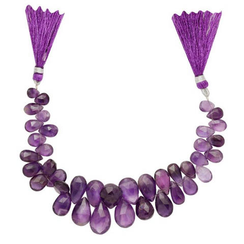 Amethyst Graduated Faceted Pear Drop Beads