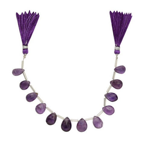Amethyst Graduated Faceted Pears Beads