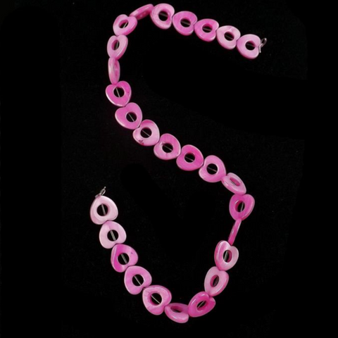Pink Shell Hollow Heart Beads