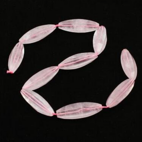 Rose Quartz Faceted Long Rice Beads