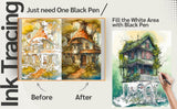 Ink Tracing Fairy Houses
