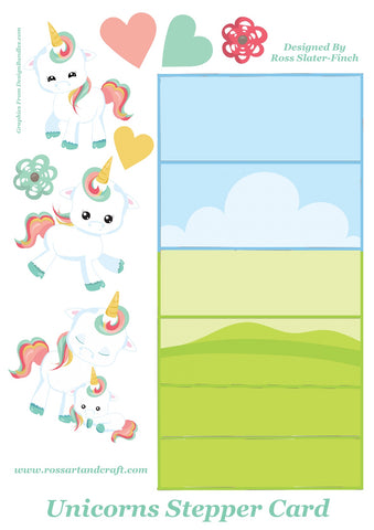 Floral Unicorn Stepper Card Digital Cardmaking Download