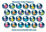 Monster Cake Toppers Digital Download