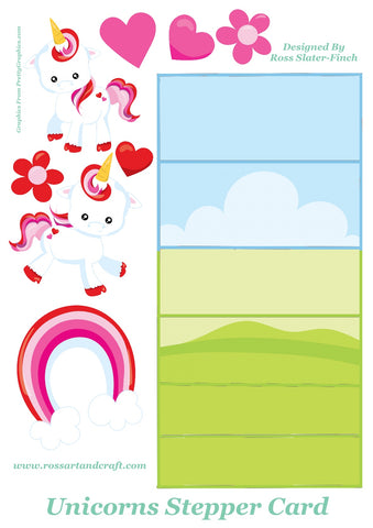 Unicorn Love Stepper Card Digital Cardmaking Download
