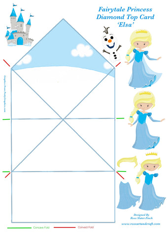 Fairytale Princess - Elsa Diamond Topped Card Digital Cardmaking Download