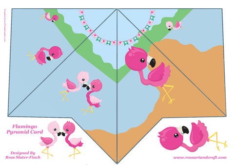 Flamingo Pyramid Shaped Card Digital Cardmaking Download