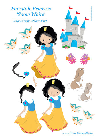Fairytale Princess - Snow White Step-By-Step Sheet Digital Cardmaking Download