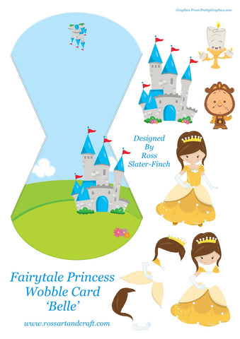 Fairytale Princess - Belle Wobble Card Digital Cardmaking Download