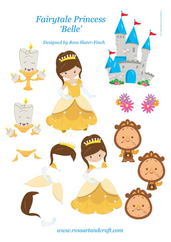 Fairytale Princess - Belle Step-By-Step Sheet Digital Cardmaking Download