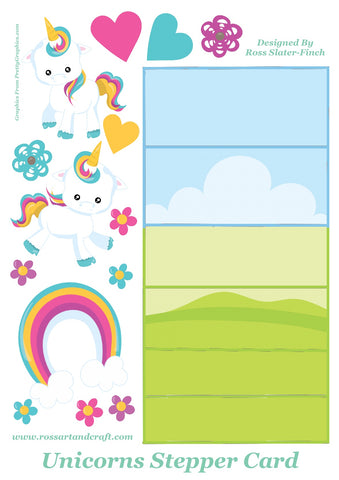 Rainbow Unicorn Stepper Card Digital Cardmaking Download