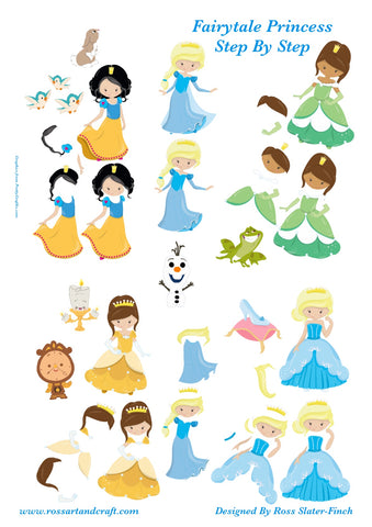Fairytale Princess Step-By-Step Sheet Digital Cardmaking Download