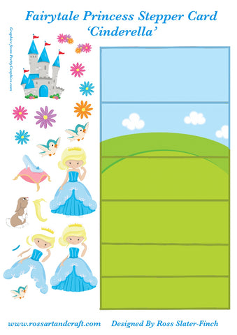 Fairytale Princess - Cinderella Stepper Card Digital Cardmaking Download