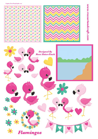 Flamingo Topper Sheet Digital Cardmaking Download
